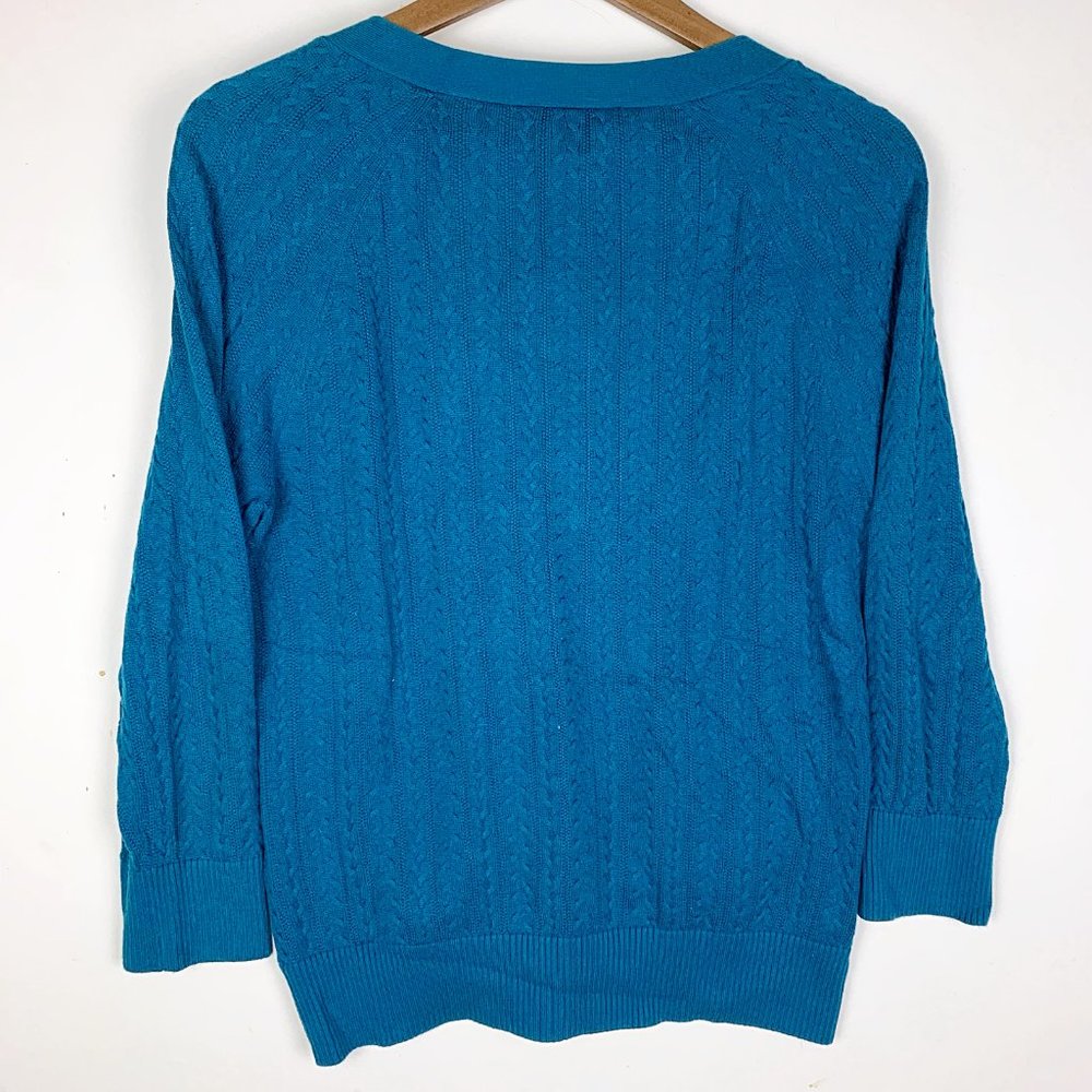 3/$25 Talbots Cable Knit Button-Front Cardigan - Picture 3 of 7